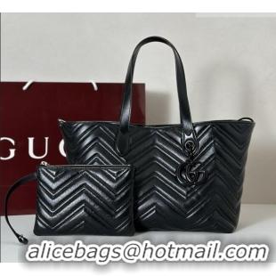 Top Quality Gucci GG Marmont Medium Tote Bag in Matelassé Chevron Nappa Leather 855279 Black 2026