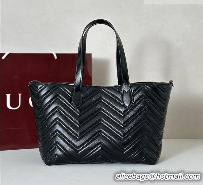 Top Quality Gucci GG Marmont Medium Tote Bag in Matelassé Chevron Nappa Leather 855279 Black 2026