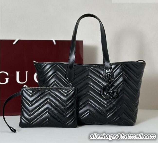 Top Quality Gucci GG Marmont Medium Tote Bag in Matelassé Chevron Nappa Leather 855279 Black 2026