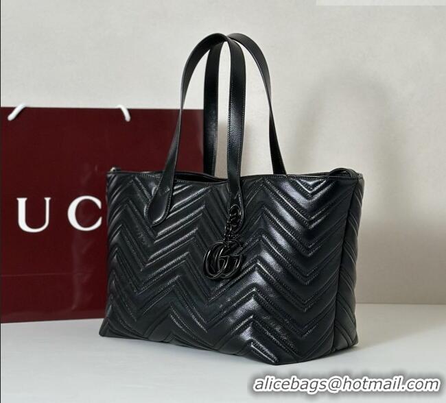Top Quality Gucci GG Marmont Medium Tote Bag in Matelassé Chevron Nappa Leather 855279 Black 2026