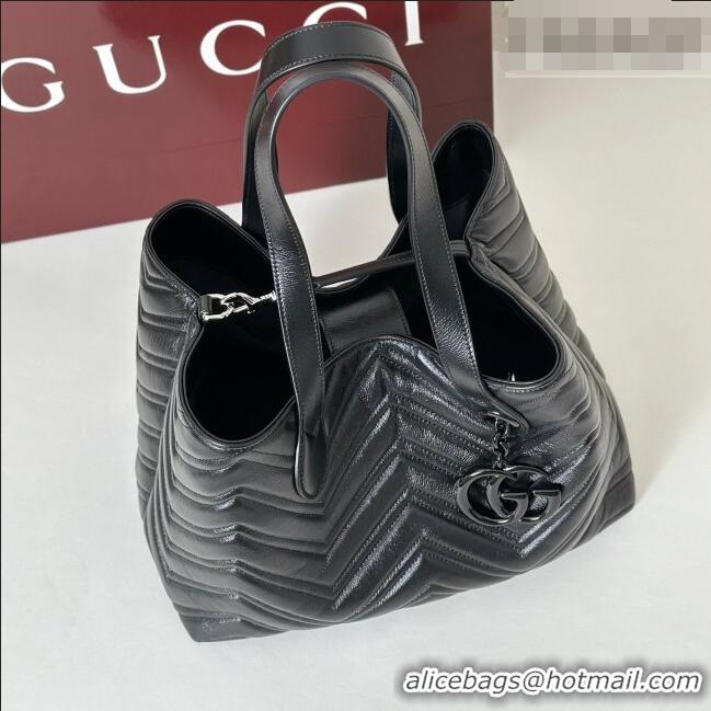 Top Quality Gucci GG Marmont Medium Tote Bag in Matelassé Chevron Nappa Leather 855279 Black 2026