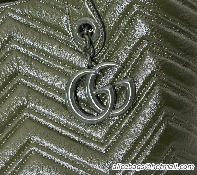 Luxury Discount Gucci GG Marmont Medium Tote Bag in Matelassé Chevron Nappa Leather 855279 Dark Green 2026