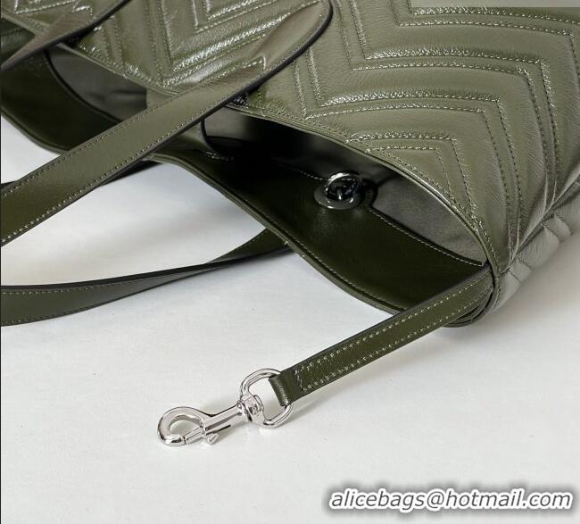 Luxury Discount Gucci GG Marmont Medium Tote Bag in Matelassé Chevron Nappa Leather 855279 Dark Green 2026