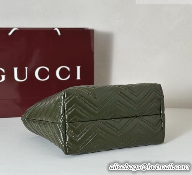 Luxury Discount Gucci GG Marmont Medium Tote Bag in Matelassé Chevron Nappa Leather 855279 Dark Green 2026