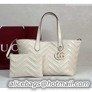 Buy Fashionable Gucci GG Marmont Medium Tote Bag in Matelassé Chevron Nappa Leather 855279 White 2026