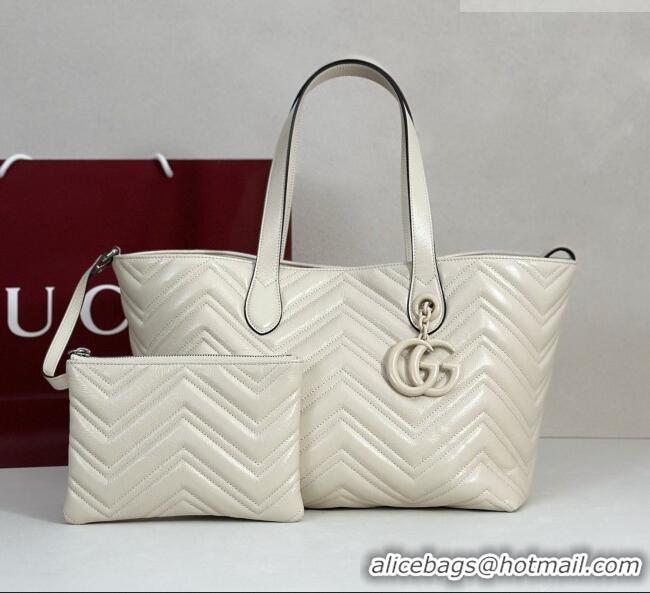 Buy Fashionable Gucci GG Marmont Medium Tote Bag in Matelassé Chevron Nappa Leather 855279 White 2026