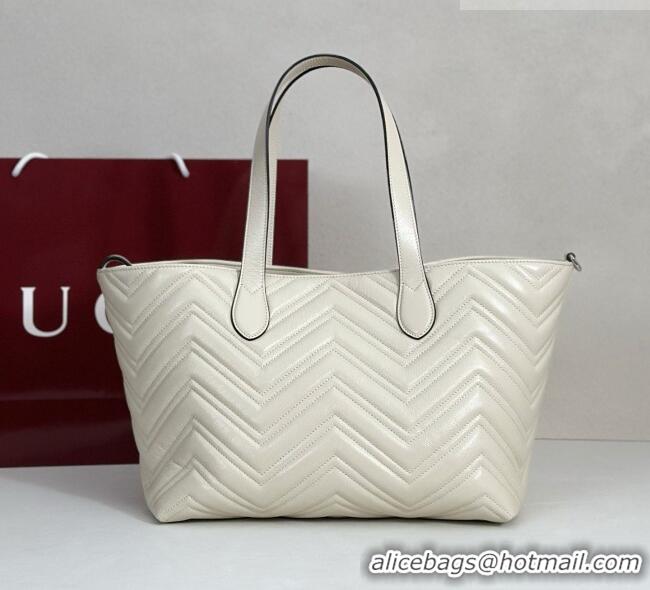 Buy Fashionable Gucci GG Marmont Medium Tote Bag in Matelassé Chevron Nappa Leather 855279 White 2026