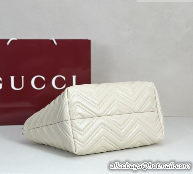 Buy Fashionable Gucci GG Marmont Medium Tote Bag in Matelassé Chevron Nappa Leather 855279 White 2026
