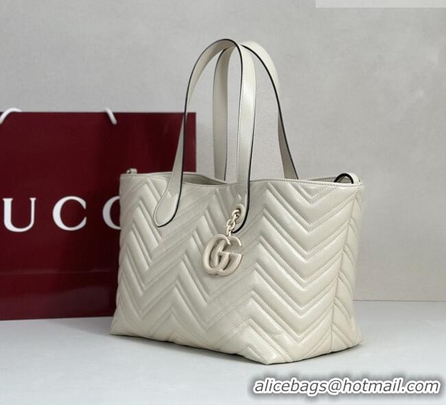 Buy Fashionable Gucci GG Marmont Medium Tote Bag in Matelassé Chevron Nappa Leather 855279 White 2026