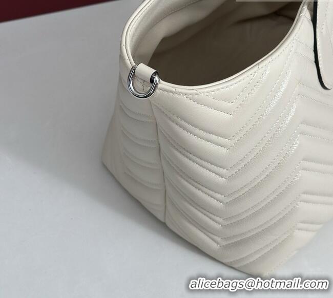 Buy Fashionable Gucci GG Marmont Medium Tote Bag in Matelassé Chevron Nappa Leather 855279 White 2026
