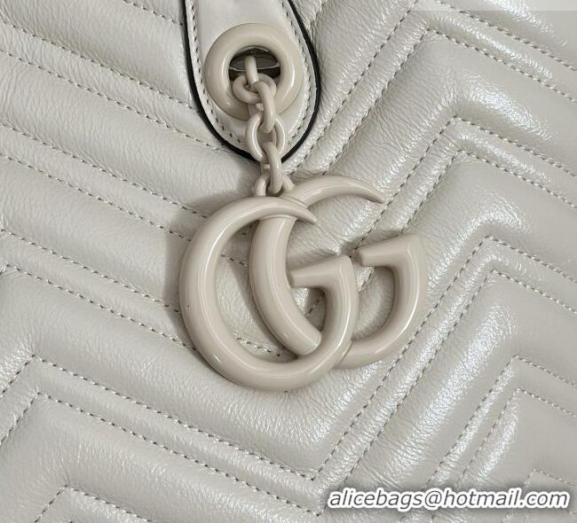 Buy Fashionable Gucci GG Marmont Medium Tote Bag in Matelassé Chevron Nappa Leather 855279 White 2026