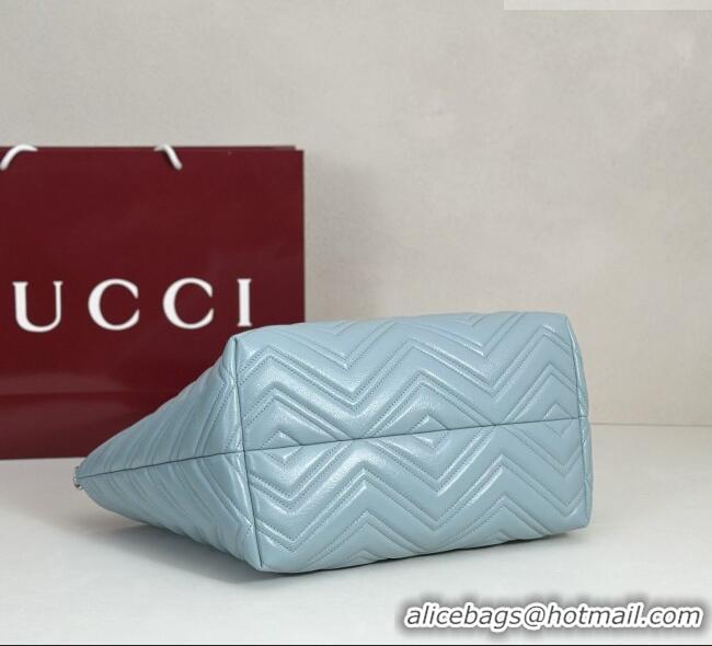 Best Product Gucci GG Marmont Medium Tote Bag in Matelassé Chevron Nappa Leather 855279 Blue 2026