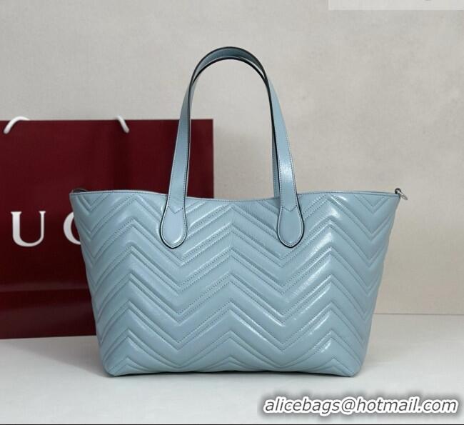 Best Product Gucci GG Marmont Medium Tote Bag in Matelassé Chevron Nappa Leather 855279 Blue 2026