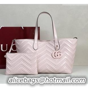 New Fashion Gucci GG Marmont Medium Tote Bag in Matelassé Chevron Nappa Leather 855279 Pink 2026