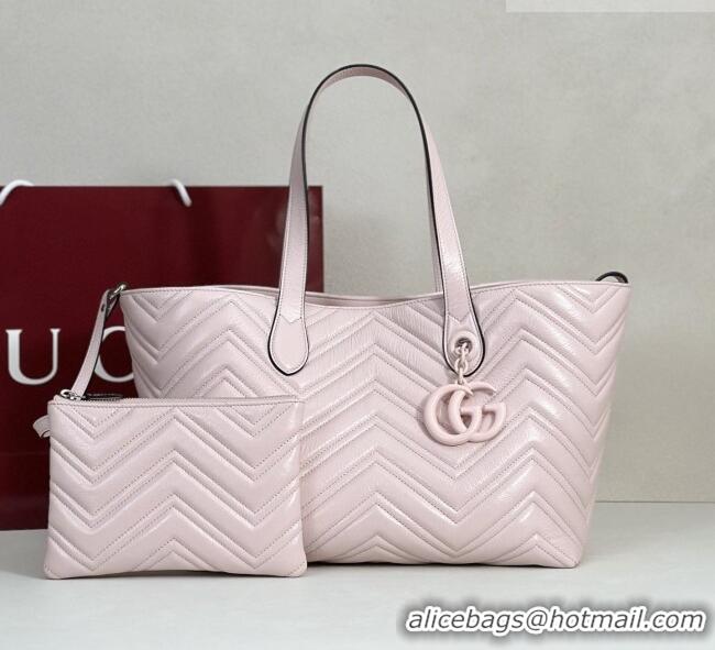 New Fashion Gucci GG Marmont Medium Tote Bag in Matelassé Chevron Nappa Leather 855279 Pink 2026