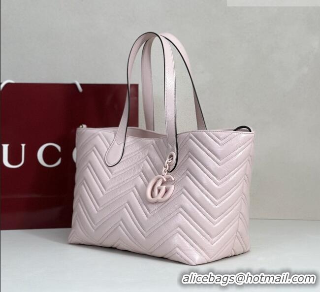 New Fashion Gucci GG Marmont Medium Tote Bag in Matelassé Chevron Nappa Leather 855279 Pink 2026