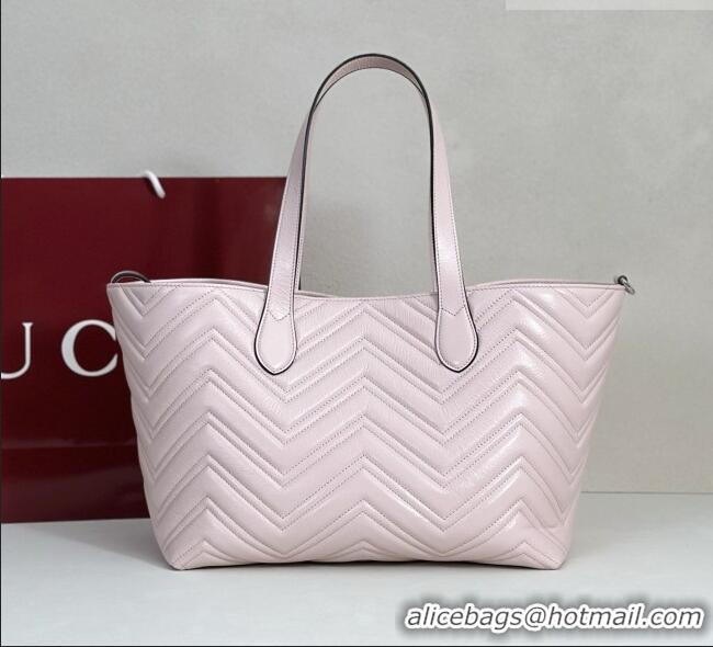New Fashion Gucci GG Marmont Medium Tote Bag in Matelassé Chevron Nappa Leather 855279 Pink 2026