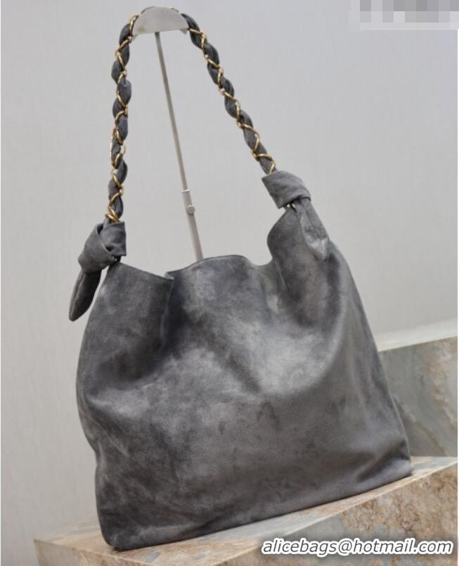 Luxury Discount Saint Laurent Amalia Bag in Suede with Chain 834750 Grey 2026