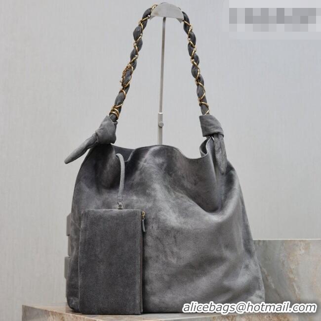 Luxury Discount Saint Laurent Amalia Bag in Suede with Chain 834750 Grey 2026