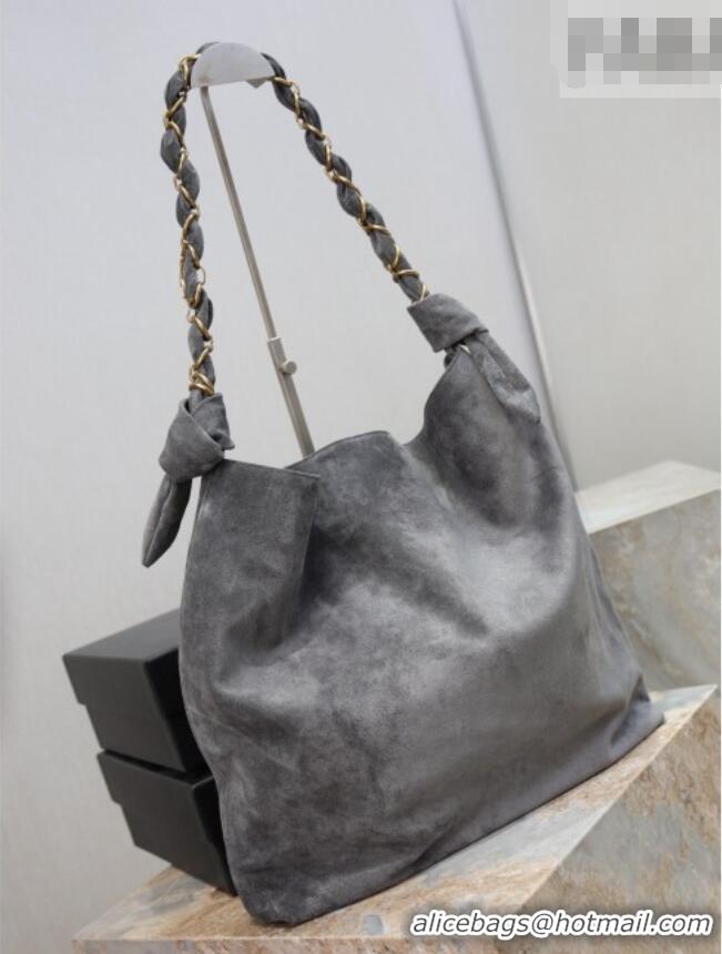 Luxury Discount Saint Laurent Amalia Bag in Suede with Chain 834750 Grey 2026