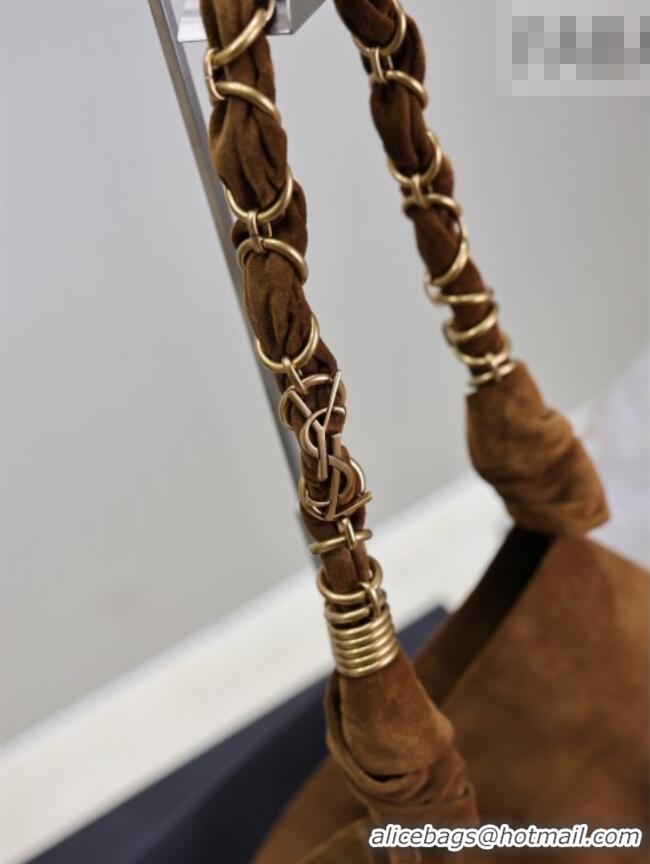 Luxury Discount Saint Laurent Amalia Bag in Suede with Chain 834750 Brown 2026