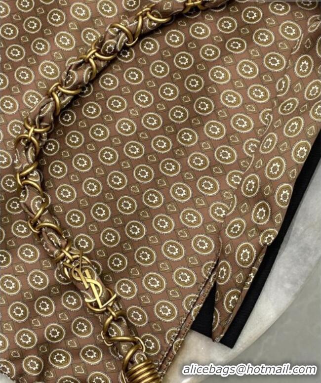 Top Grade Saint Laurent Amalia Bag in Print Fabric with Chain 834750 Brown 2026