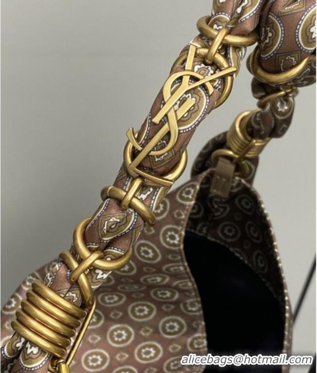 Top Grade Saint Laurent Amalia Bag in Print Fabric with Chain 834750 Brown 2026