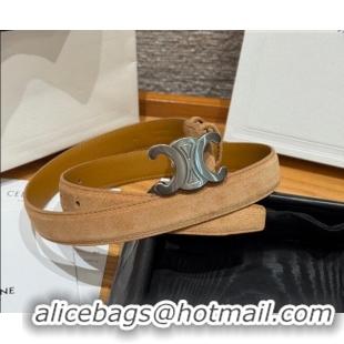 Best Product Celine Triomphe Medium Belt 2.5cm in Suede CE031603 Beige/Silver 2026
