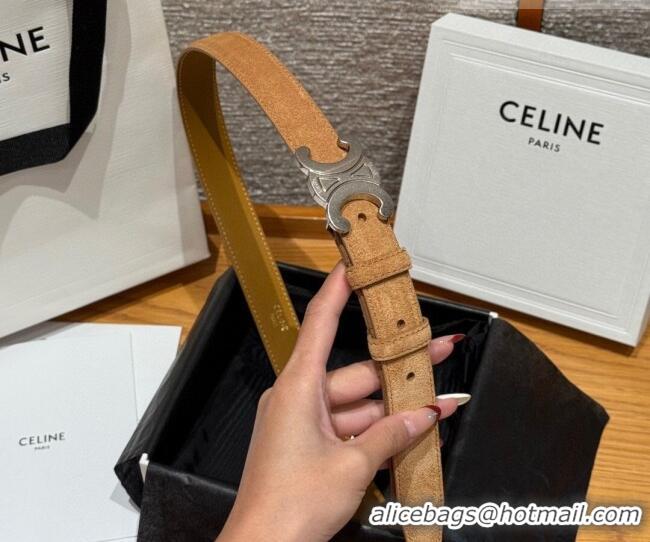 Best Product Celine Triomphe Medium Belt 2.5cm in Suede CE031603 Beige/Silver 2026