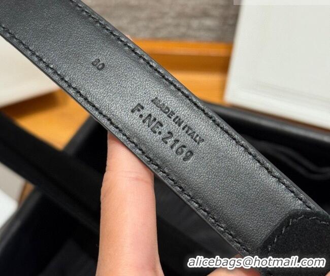 Buy Fashionable Celine Triomphe Medium Belt 2.5cm in Suede CE031603 Black/Silver 2026