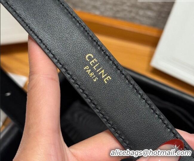 Buy Fashionable Celine Triomphe Medium Belt 2.5cm in Suede CE031603 Black/Silver 2026