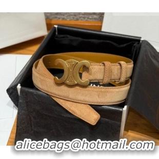 Trendy Design Celine Triomphe Medium Belt 2.5cm in Suede CE031603 Beige/Gold 2026
