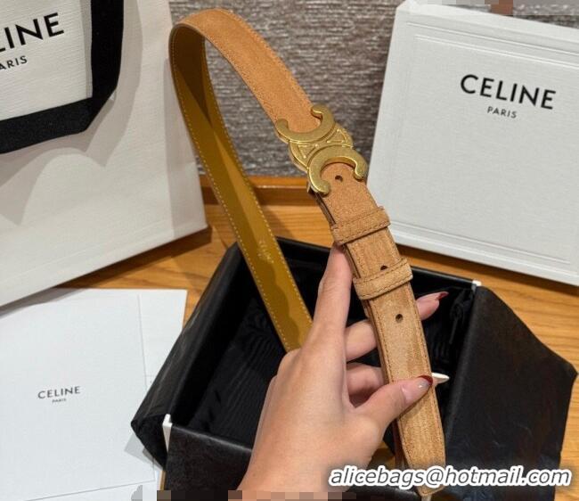 Trendy Design Celine Triomphe Medium Belt 2.5cm in Suede CE031603 Beige/Gold 2026