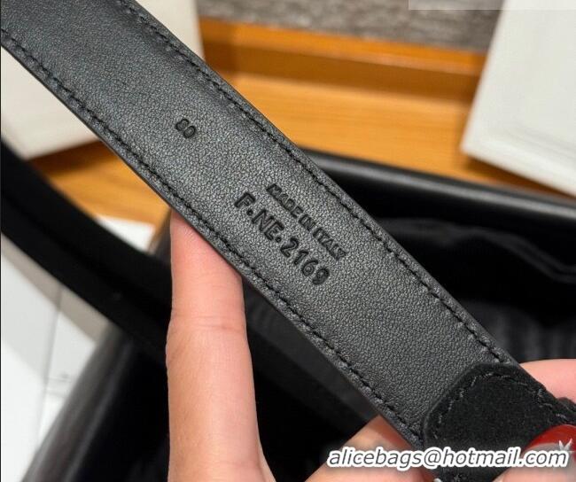 Luxury Cheap Celine Triomphe Medium Belt 2.5cm in Suede CE031603 Black/Gold 2026