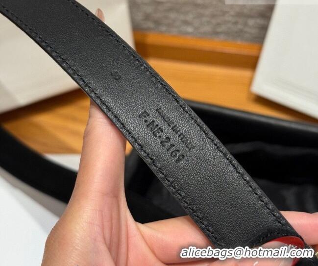 Grade Quality Celine Triomphe Medium Belt 2.5cm with Pin Buckle in Suede CE031604 Black/Gold 2026