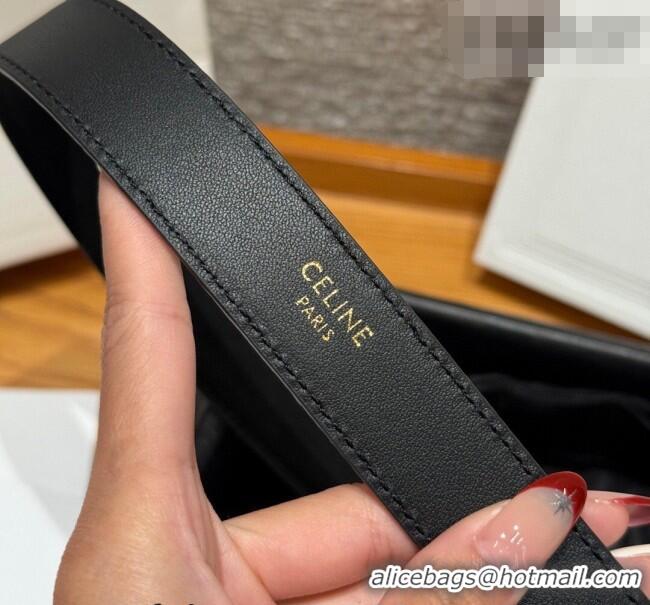Grade Quality Celine Triomphe Medium Belt 2.5cm with Pin Buckle in Suede CE031604 Black/Gold 2026