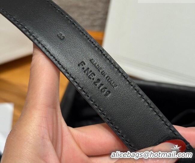 Best Price Celine Triomphe Medium Belt 2.5cm with Pin Buckle in Suede CE031604 Black/Silver 2026