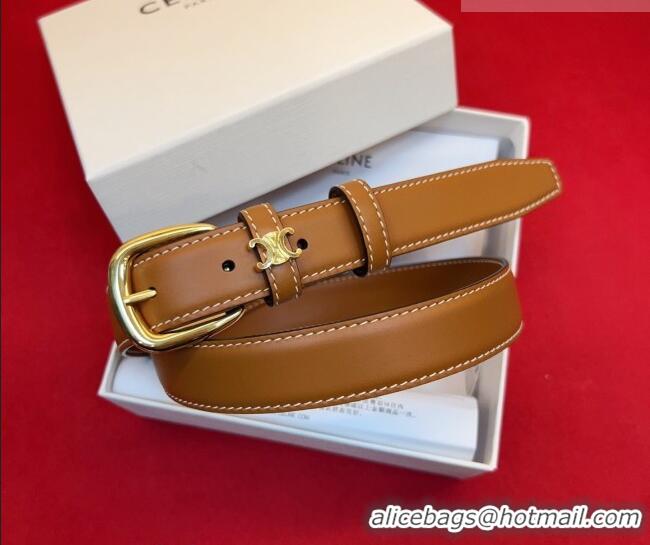 Cheapest Celine Elegant Charm Triomphe Belt 2.5cm with Gold-Tone Pin Buckle in Calfskin Leather 16052 Tan Brown 2026