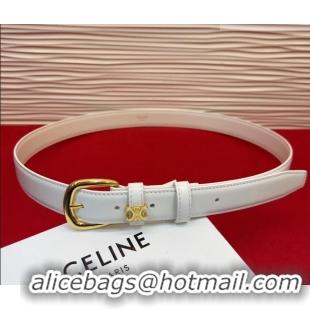 Market Sells Celine Elegant Charm Triomphe Belt 2.5cm with Gold-Tone Pin Buckle in Shiny Leather 16052 White 2026