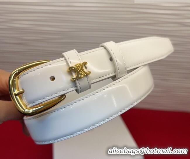 Market Sells Celine Elegant Charm Triomphe Belt 2.5cm with Gold-Tone Pin Buckle in Shiny Leather 16052 White 2026