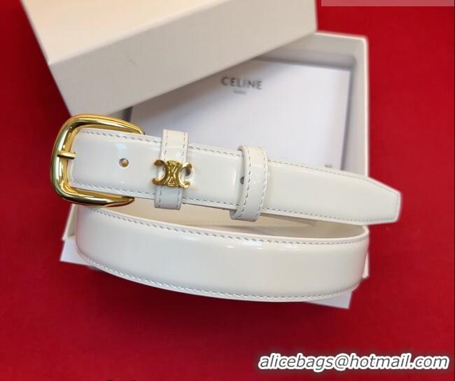 Market Sells Celine Elegant Charm Triomphe Belt 2.5cm with Gold-Tone Pin Buckle in Shiny Leather 16052 White 2026