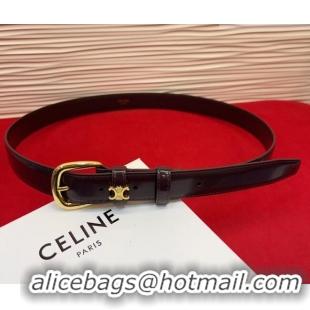 Best Product Celine Elegant Charm Triomphe Belt 2.5cm with Gold-Tone Pin Buckle in Shiny Leather 16052 Dark Brown 2026