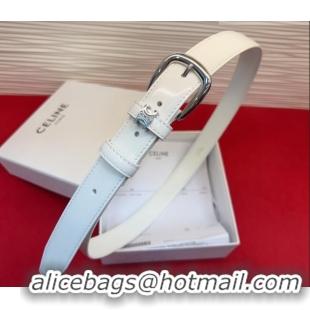 Low Cost Celine Elegant Charm Triomphe Belt 2.5cm with Silver-Tone Pin Buckle in Shiny Leather 16052 White 2026