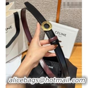 Good Looking Celine Disc Belt 2.5cm in Taurillon Leather B100L6ATZ Black/Burgundy 2026