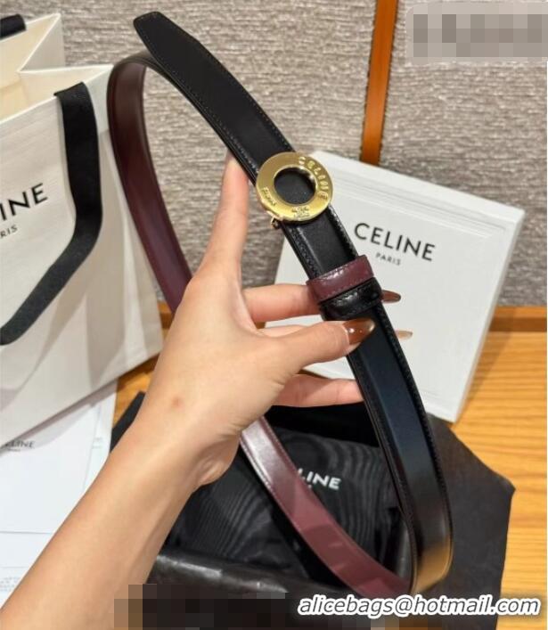 Good Looking Celine Disc Belt 2.5cm in Taurillon Leather B100L6ATZ Black/Burgundy 2026