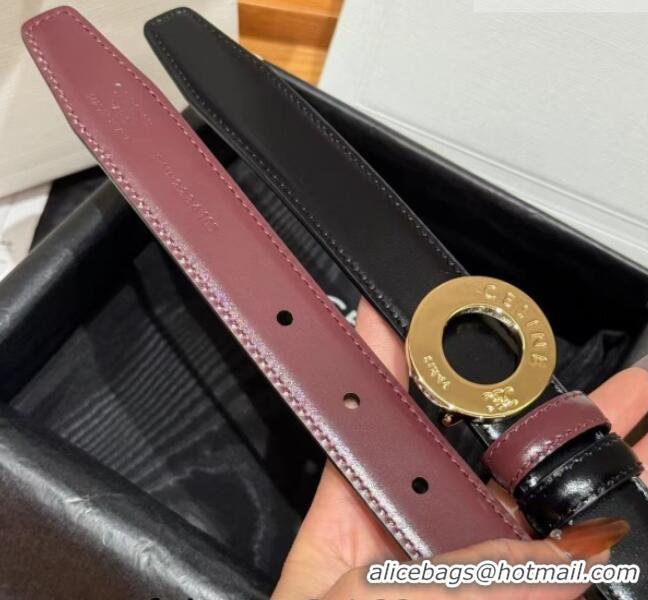 Good Looking Celine Disc Belt 2.5cm in Taurillon Leather B100L6ATZ Black/Burgundy 2026