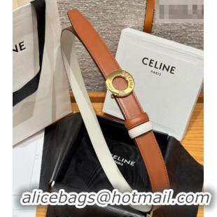 Best Product Celine Disc Belt 2.5cm taurillon Leather B100L6ATZ White/Brown 2026