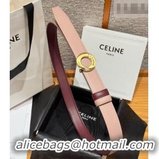 Luxury Cheap Celine Disc Belt 2.5cm taurillon Leather B100L6ATZ Pink/Burgundy 2026