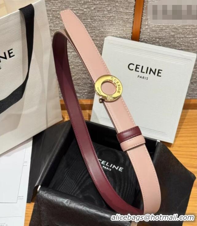 Luxury Cheap Celine Disc Belt 2.5cm taurillon Leather B100L6ATZ Pink/Burgundy 2026