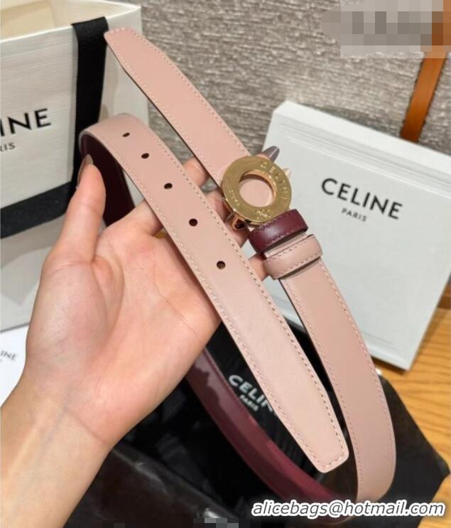 Luxury Cheap Celine Disc Belt 2.5cm taurillon Leather B100L6ATZ Pink/Burgundy 2026